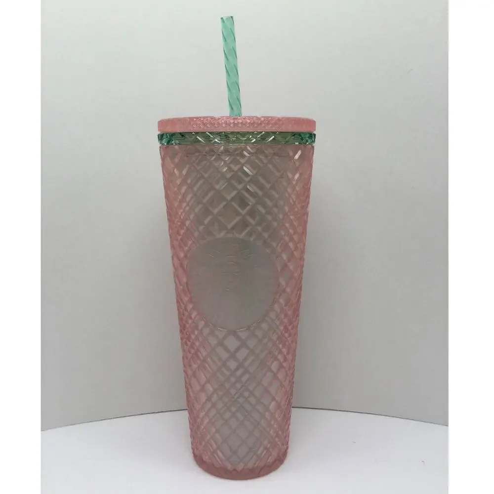 Starbucks 2023 Summer Pink Rose Gold Jewel Diamond Cold Tumbler
